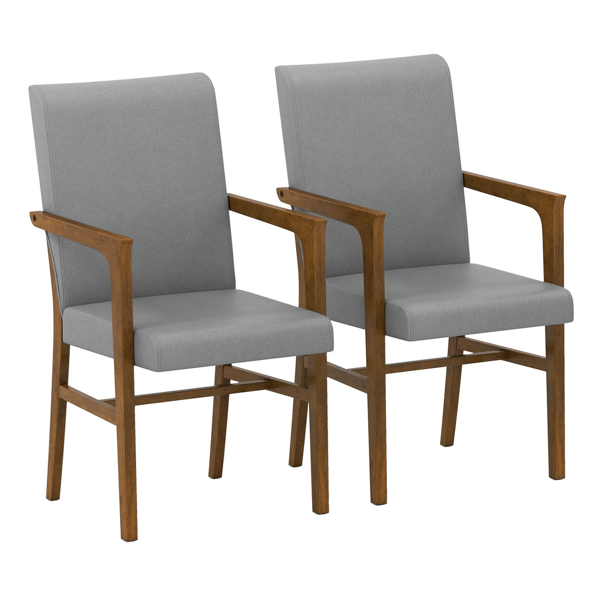 Upholstered Accent Chairs Set of 2 with High Back and Solid Wooden Frame-Gray-Accent Chairs-DECOROLALA