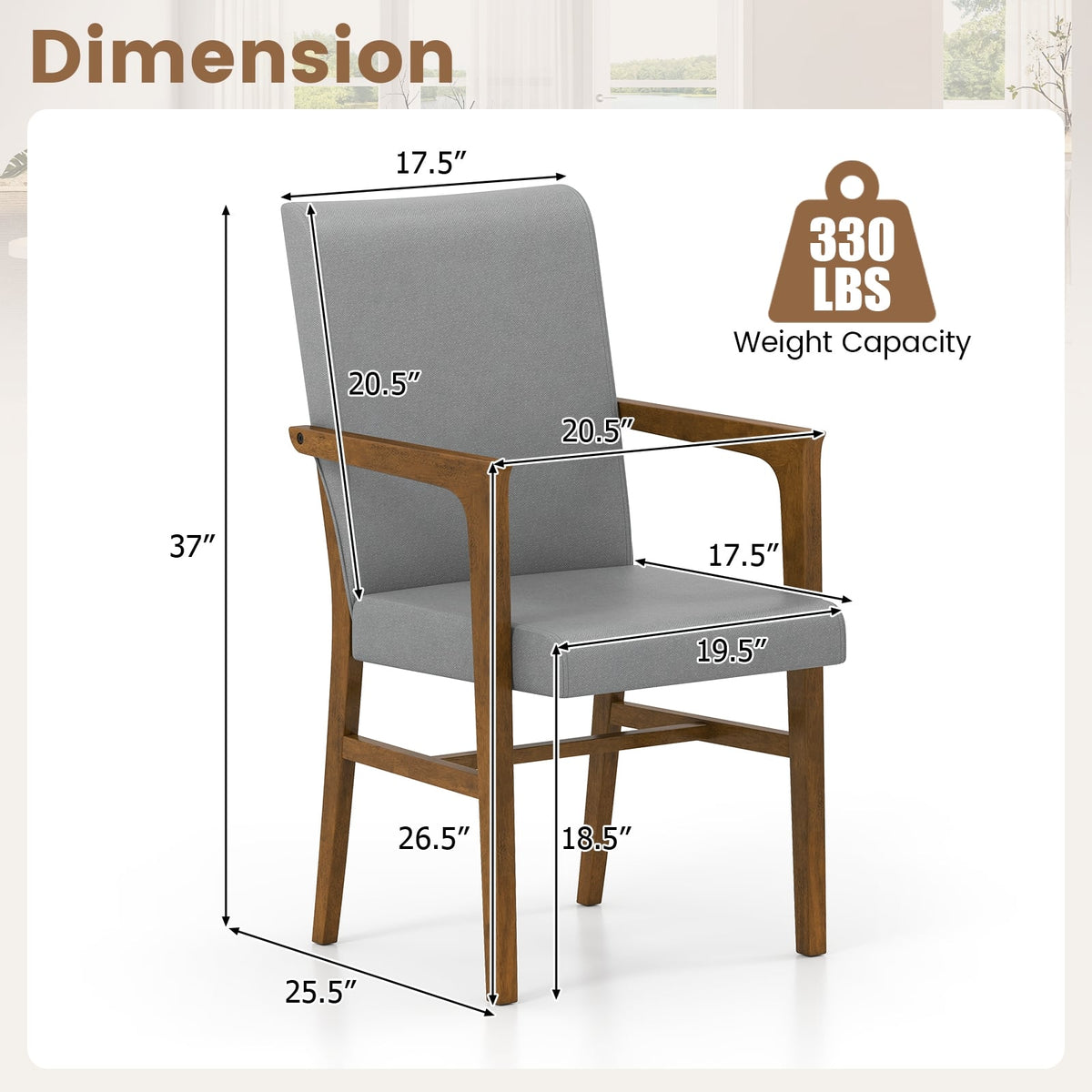 Upholstered Accent Chairs Set of 2 with High Back and Solid Wooden Frame-Gray-Accent Chairs-DECOROLALA