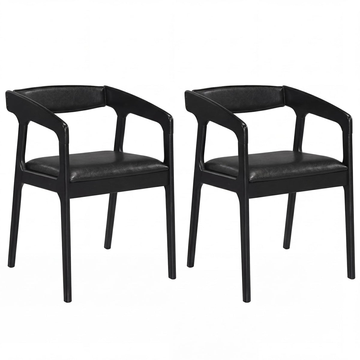 Upholstered Armchairs Set of 2 with Cozy Backrest and Padded Seat Cushion-Black-Dining Chairs-DECOROLALA
