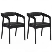 Upholstered Armchairs Set of 2 with Cozy Backrest and Padded Seat Cushion-Black-Dining Chairs-DECOROLALA