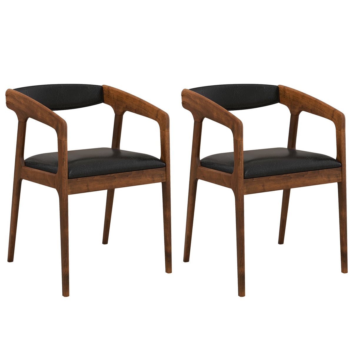 Upholstered Armchairs Set of 2 with Cozy Backrest and Padded Seat Cushion-Brown-Dining Chairs-DECOROLALA