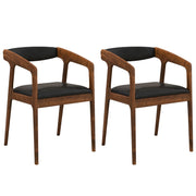 Upholstered Armchairs Set of 2 with Cozy Backrest and Padded Seat Cushion-Brown-Dining Chairs-DECOROLALA