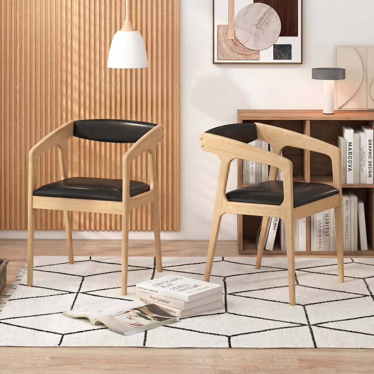 Upholstered Armchairs Set of 2 with Cozy Backrest and Padded Seat Cushion-Natural-Dining Chairs-DECOROLALA