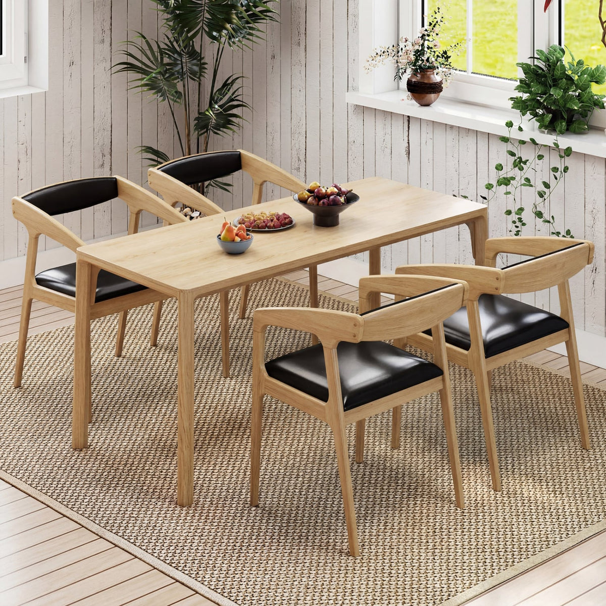 Upholstered Armchairs Set of 2 with Cozy Backrest and Padded Seat Cushion-Natural-Dining Chairs-DECOROLALA