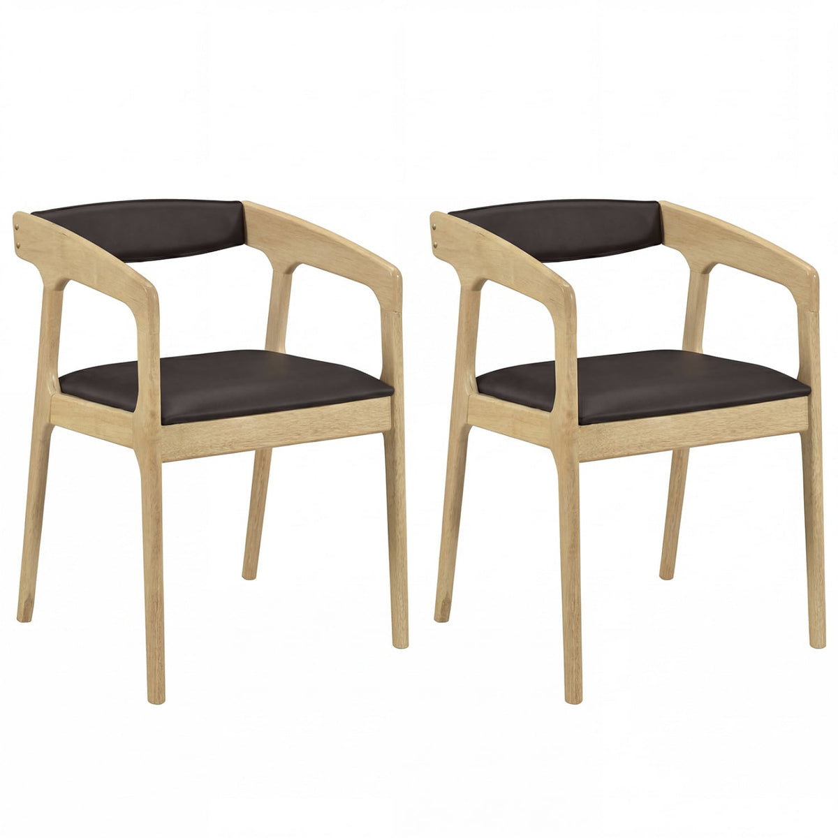 Upholstered Armchairs Set of 2 with Cozy Backrest and Padded Seat Cushion-Natural-Dining Chairs-DECOROLALA