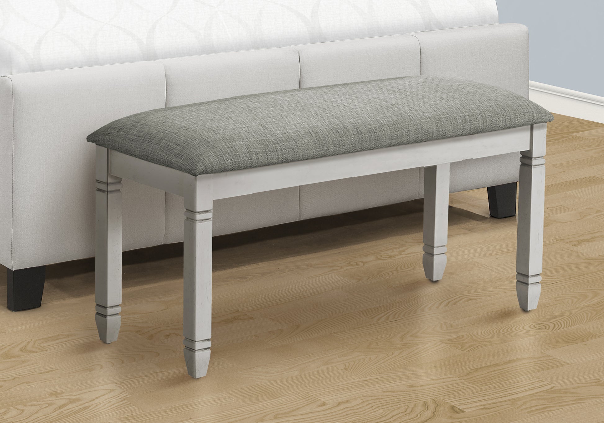 Upholstered Bench 41"L Grey Fabric-Bench-DECOROLALA