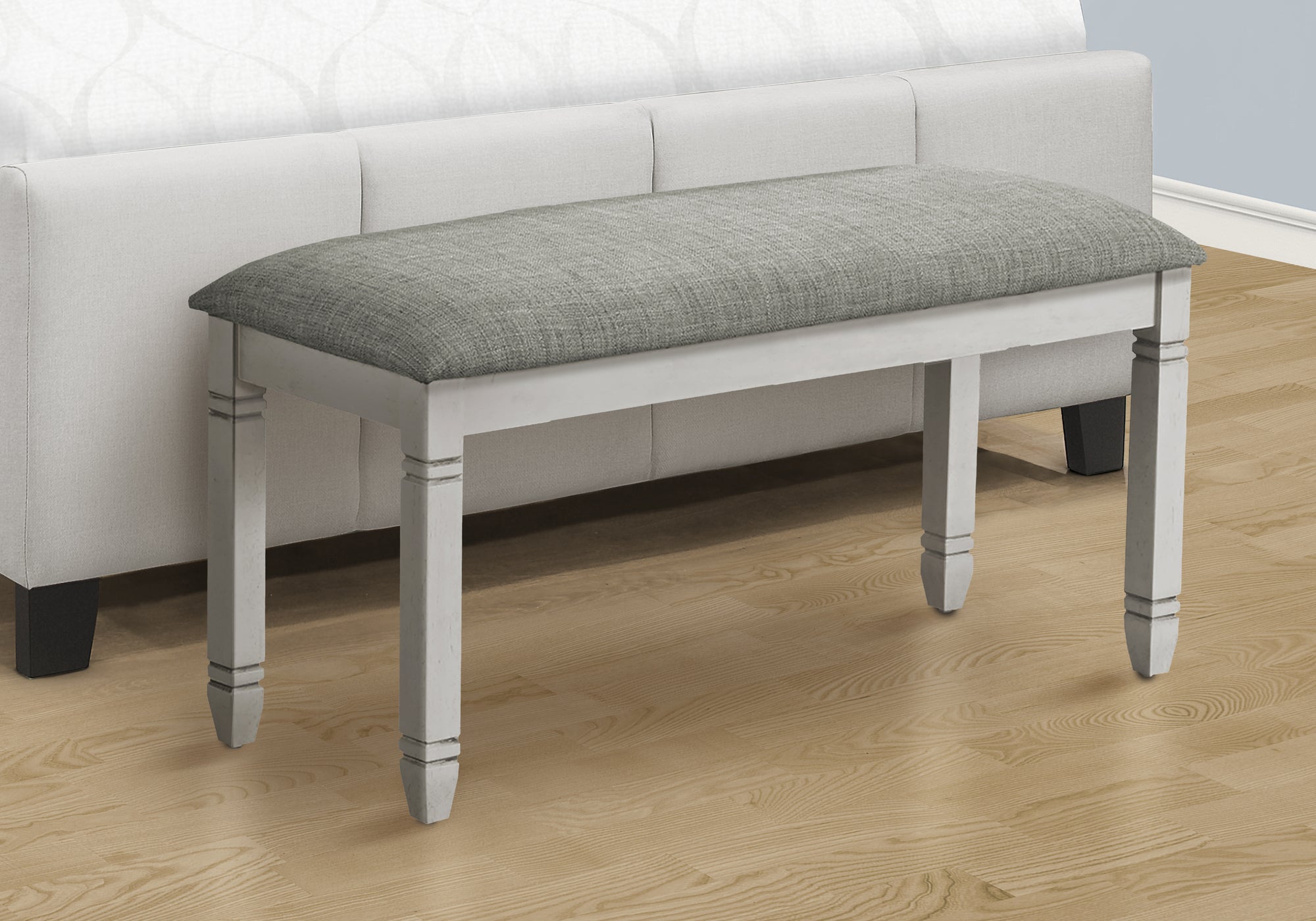 Upholstered Bench 41"L Grey Fabric-Bench-DECOROLALA