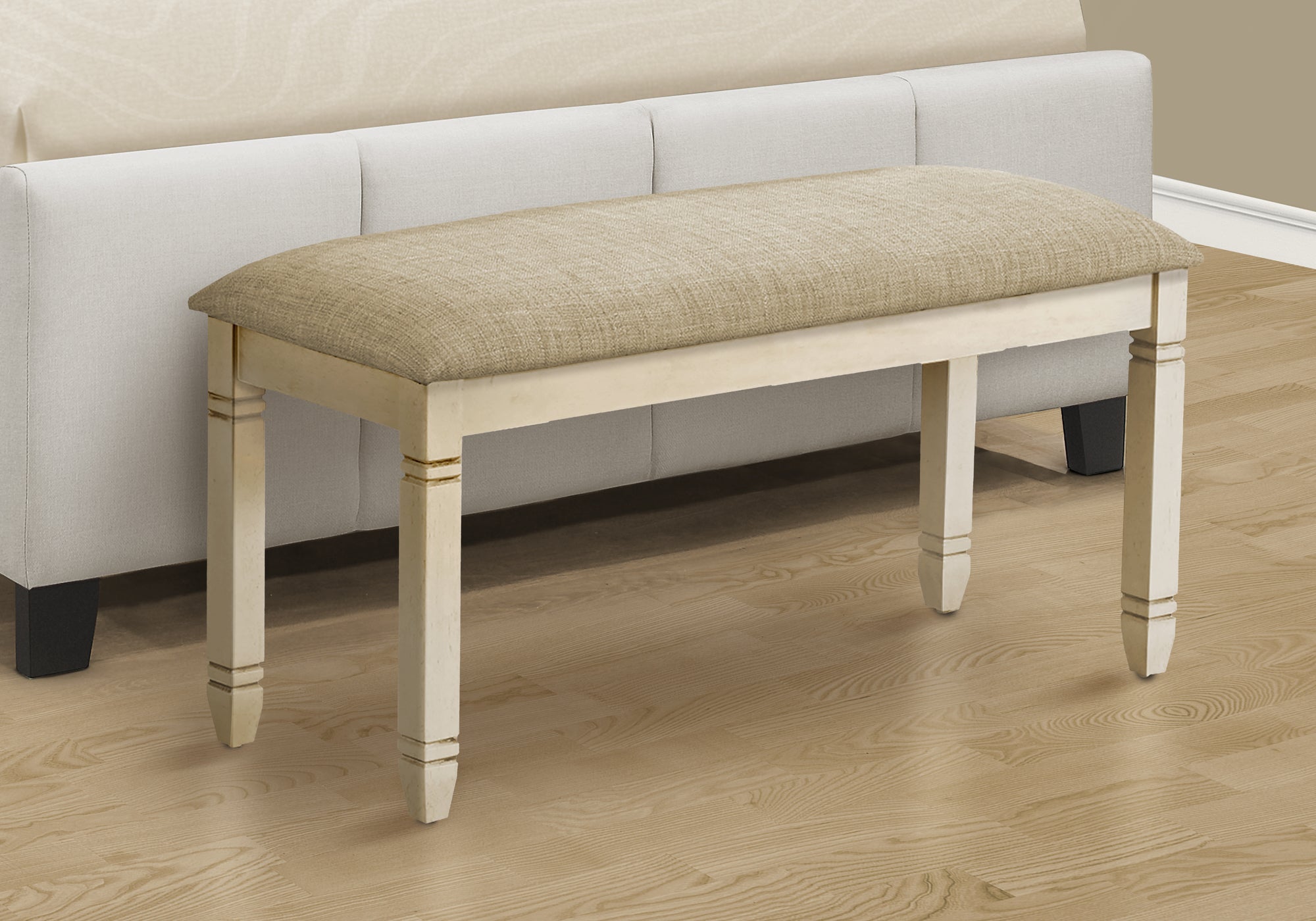 Upholstered Bench 41"L Grey Fabric-Bench-DECOROLALA