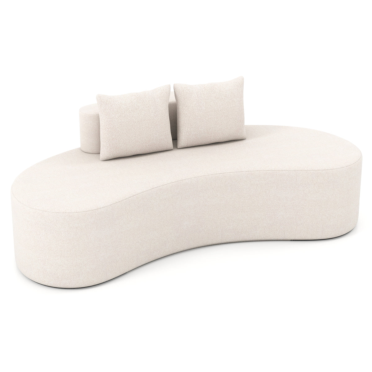 Upholstered Curved Sofa with 2 Cozy Pillows-Beige-Sofas & Loveseats-DECOROLALA