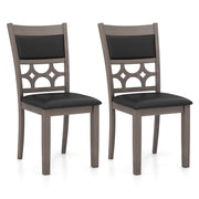 Upholstered Dining Chair Set of 2 with Padded Backrest and Seat-Gray-Dining Chairs-DECOROLALA