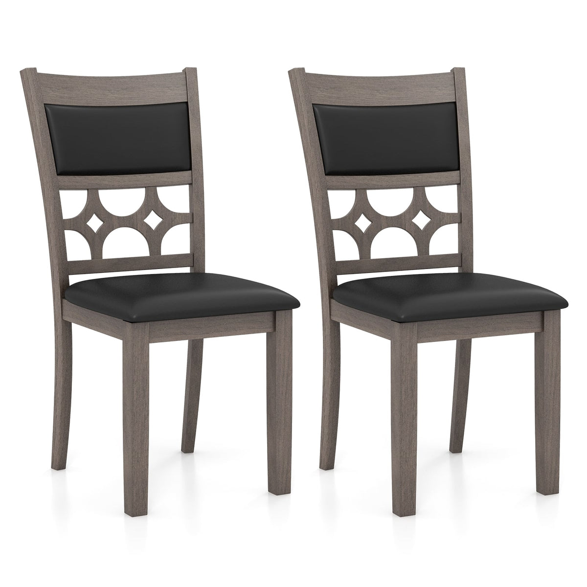 Upholstered Dining Chair Set of 2 with Padded Backrest and Seat-Gray-Dining Chairs-DECOROLALA