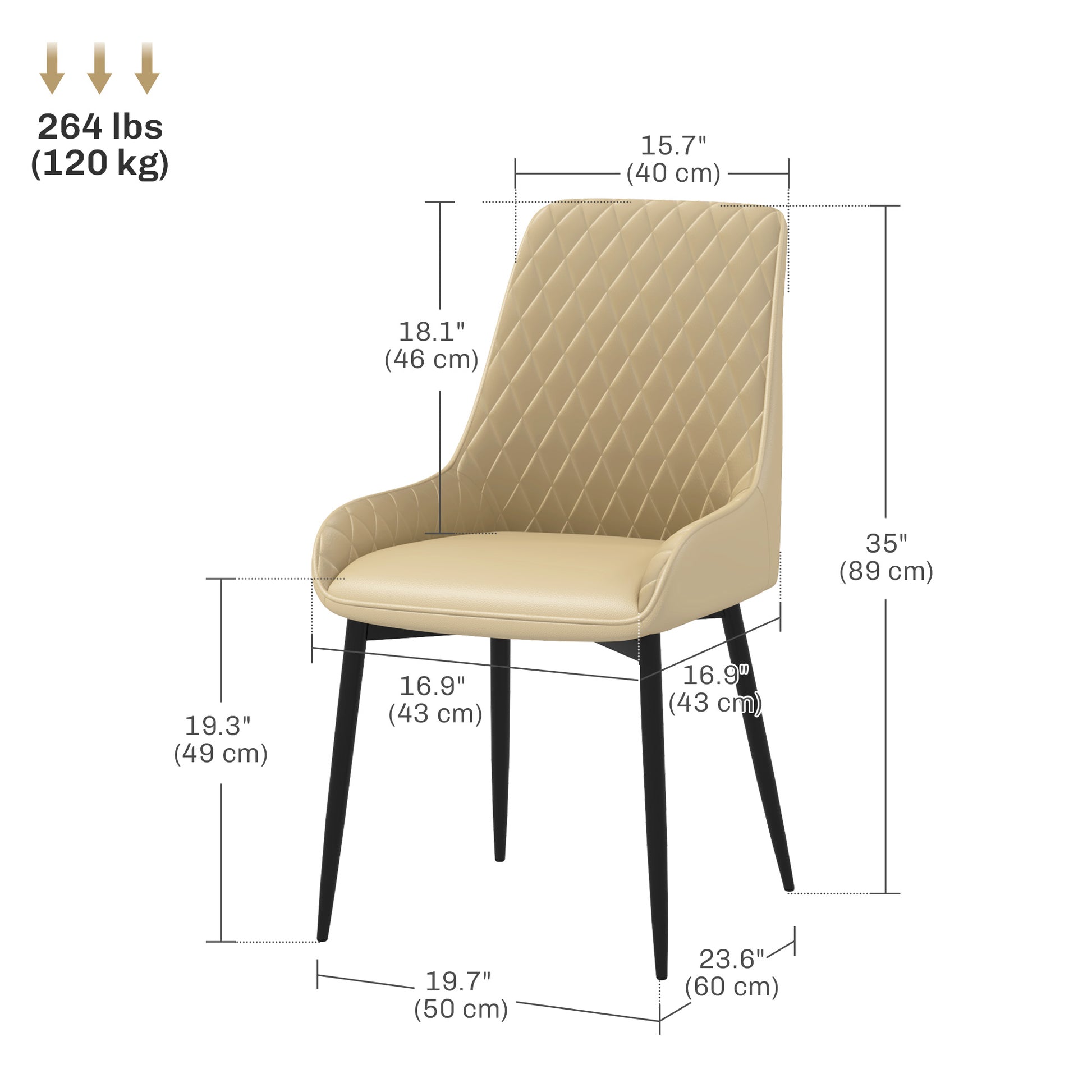 Upholstered Dining Chairs Set of 2 - Khaki Diamond Tufted-DECOROLALA
