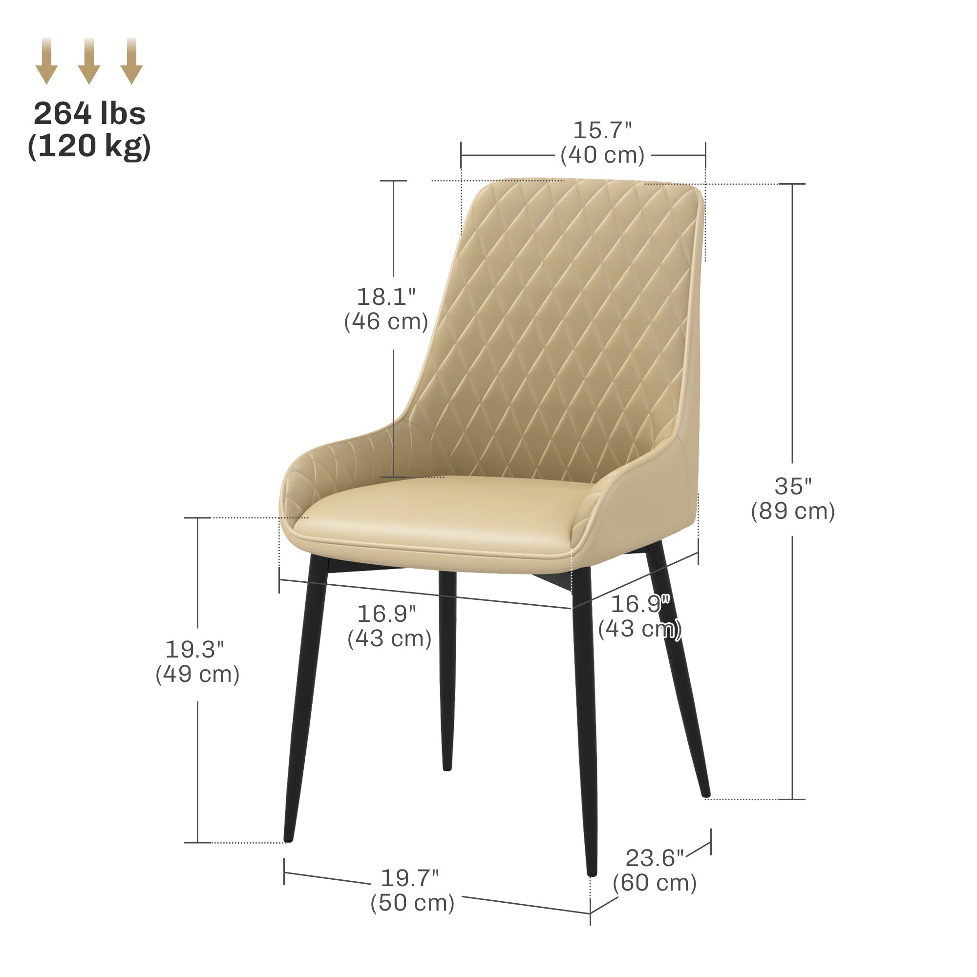 Upholstered Dining Chairs Set of 2 - Khaki Diamond Tufted-DECOROLALA