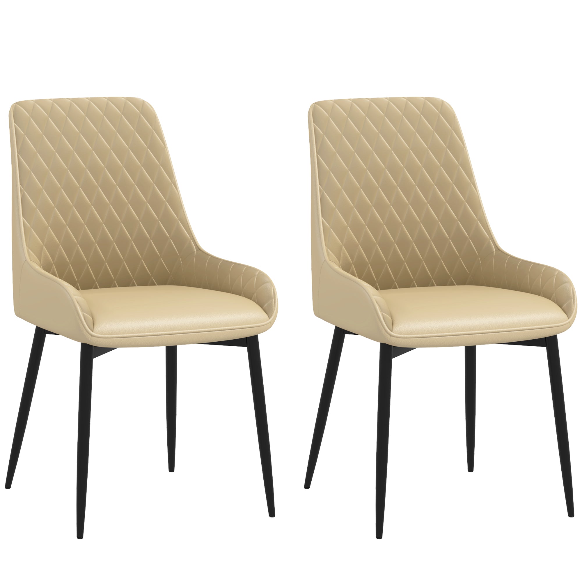 Upholstered Dining Chairs Set of 2 - Khaki Diamond Tufted-DECOROLALA