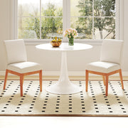 Upholstered Dining Chairs Set of 2 Kitchen Armless Side Chairs with Rubber Wood Legs-Beige-Dining Chairs-DECOROLALA