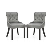 Upholstered Dining Chairs Set of 2 Tufted Wingback Chairs with Rubber Wood Legs-Gray-Dining Chairs-DECOROLALA