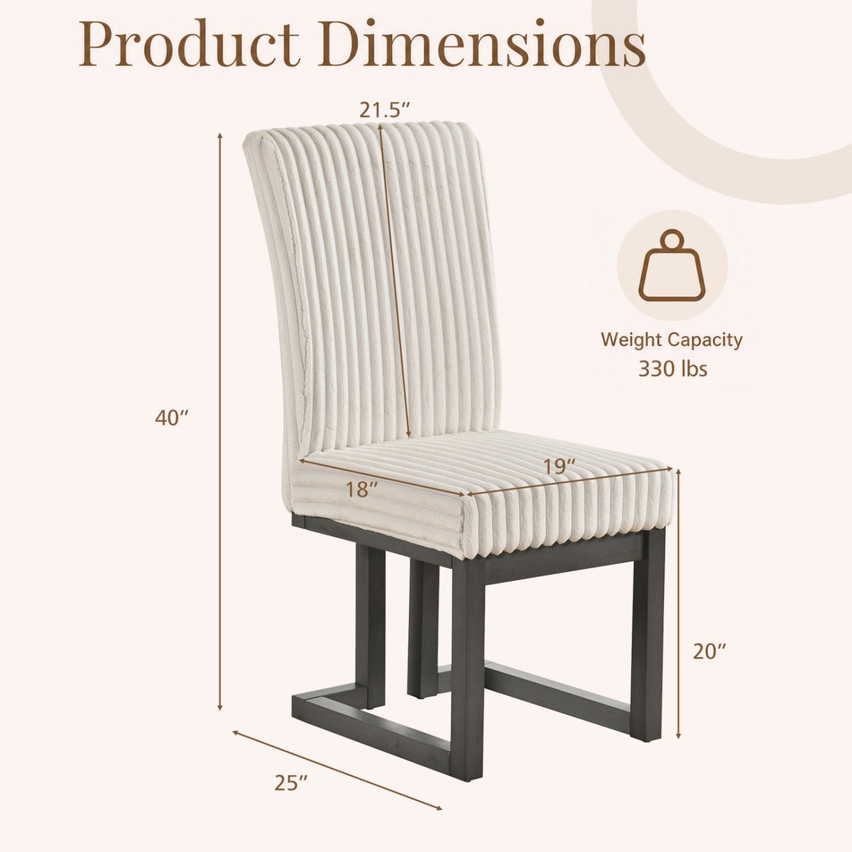 Upholstered Dining Chairs Set of 2 with Rubber Wood Legs and Padded Seat for Dining Room-Beige-Dining Chairs-DECOROLALA