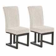 Upholstered Dining Chairs Set of 2 with Rubber Wood Legs and Padded Seat for Dining Room-Beige-Dining Chairs-DECOROLALA