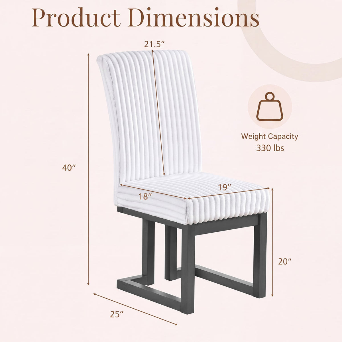Upholstered Dining Chairs Set of 2 with Rubber Wood Legs and Padded Seat for Dining Room-White-Dining Chairs-DECOROLALA