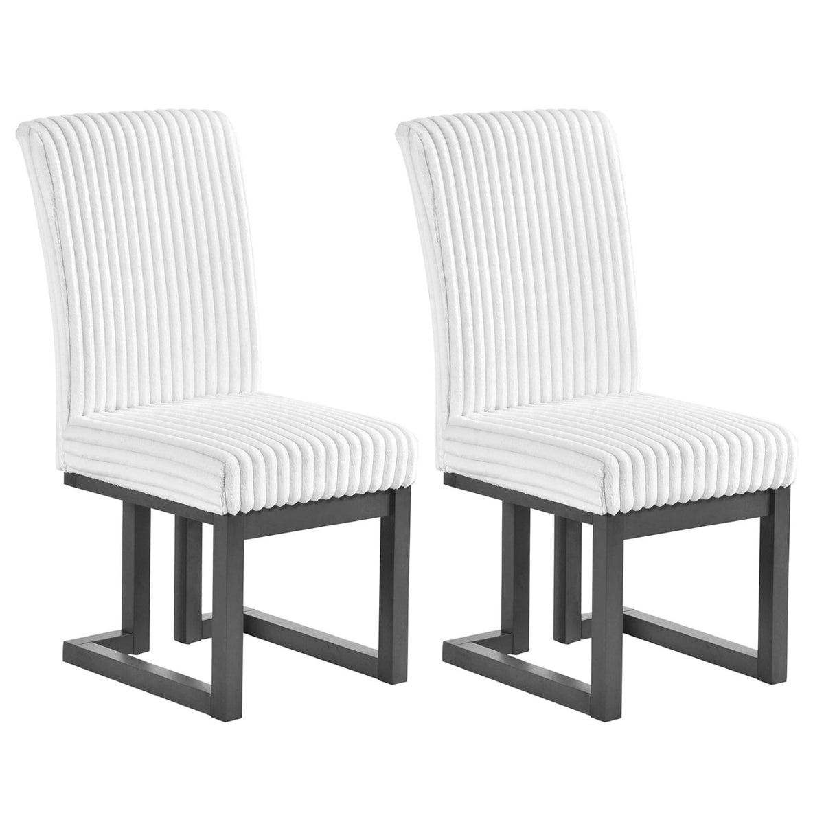 Upholstered Dining Chairs Set of 2 with Rubber Wood Legs and Padded Seat for Dining Room-White-Dining Chairs-DECOROLALA