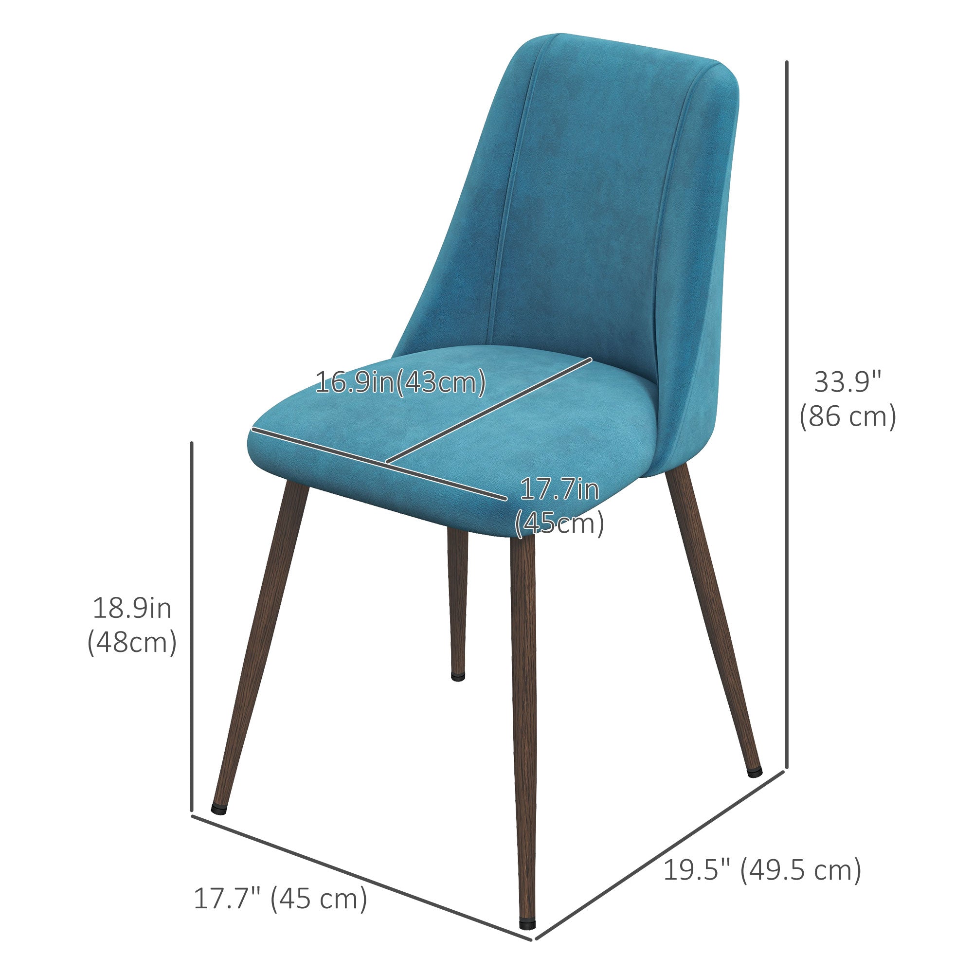 Upholstered Dining Chairs Set of 4 - Blue Velvet-DECOROLALA