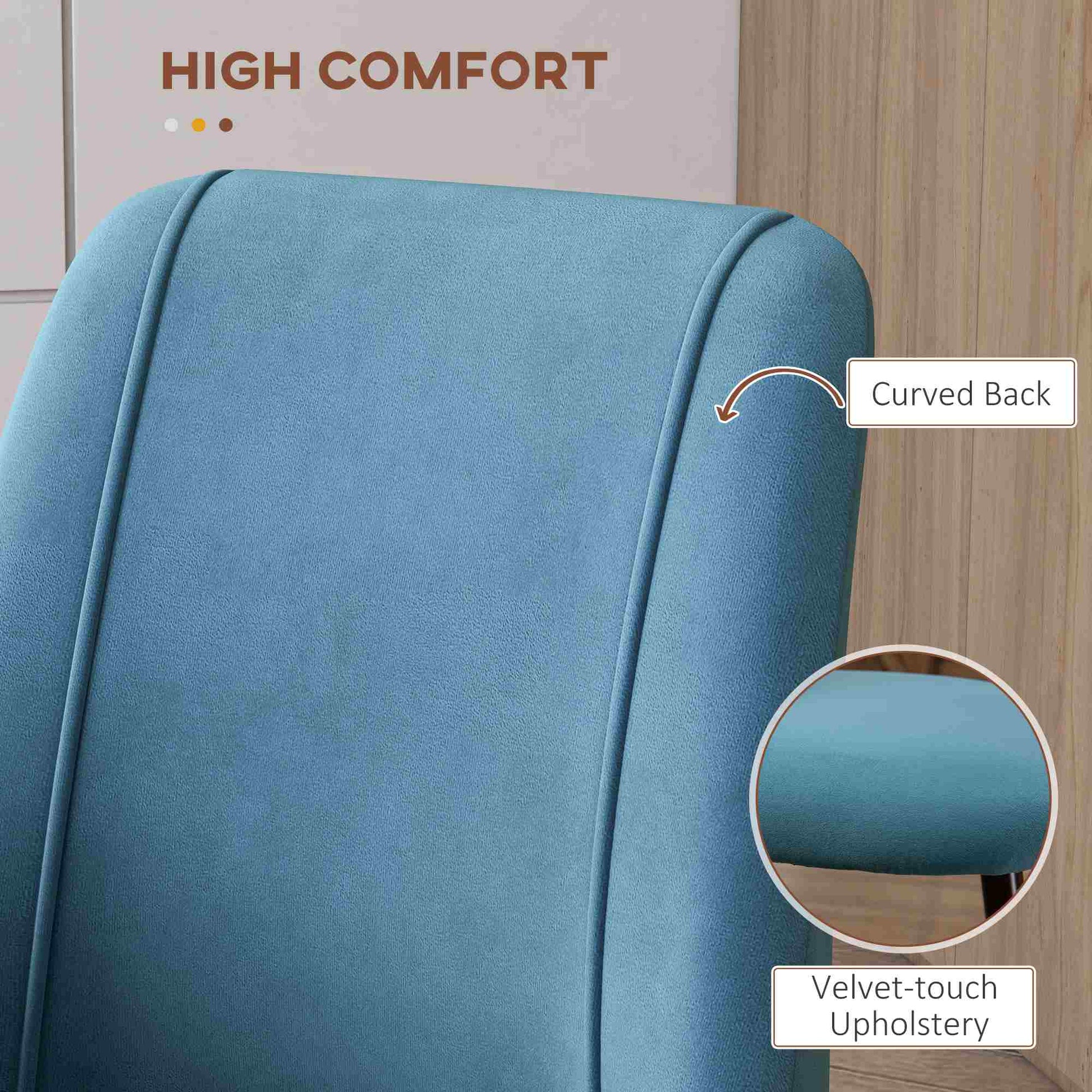 Upholstered Dining Chairs Set of 4 - Blue Velvet-DECOROLALA