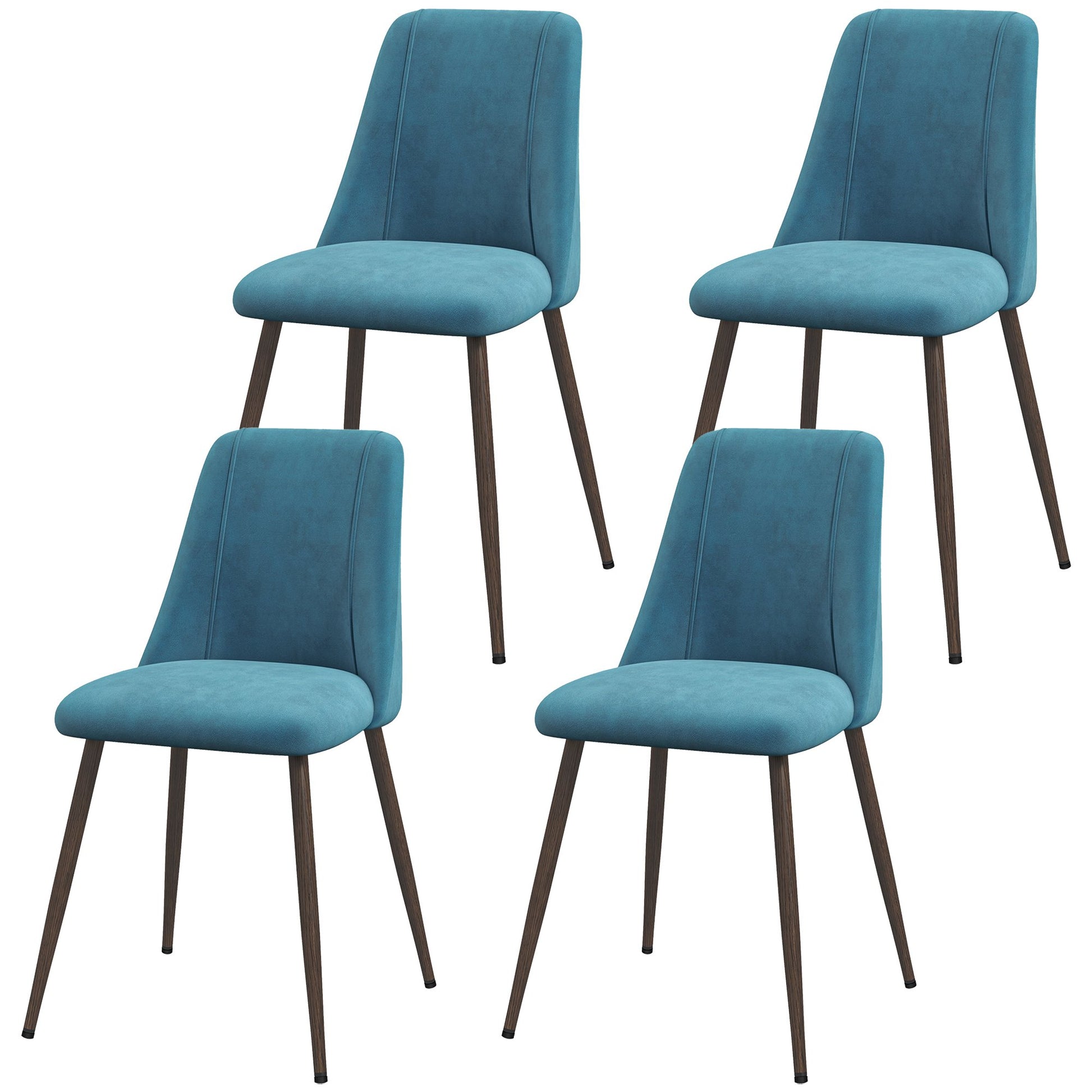 Upholstered Dining Chairs Set of 4 - Blue Velvet-DECOROLALA