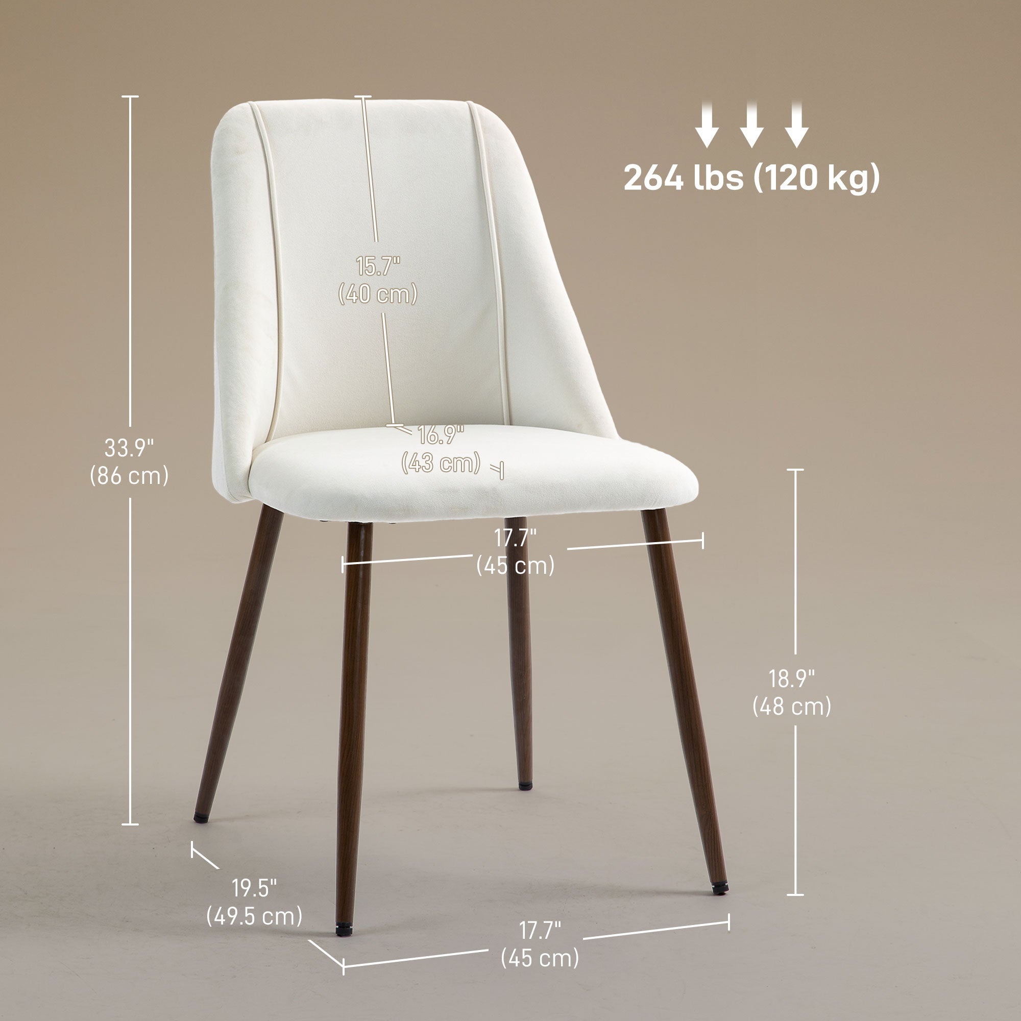Upholstered Dining Chairs Set of 4 - Cream White Velvet-DECOROLALA