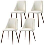 Upholstered Dining Chairs Set of 4 - Cream White Velvet-DECOROLALA
