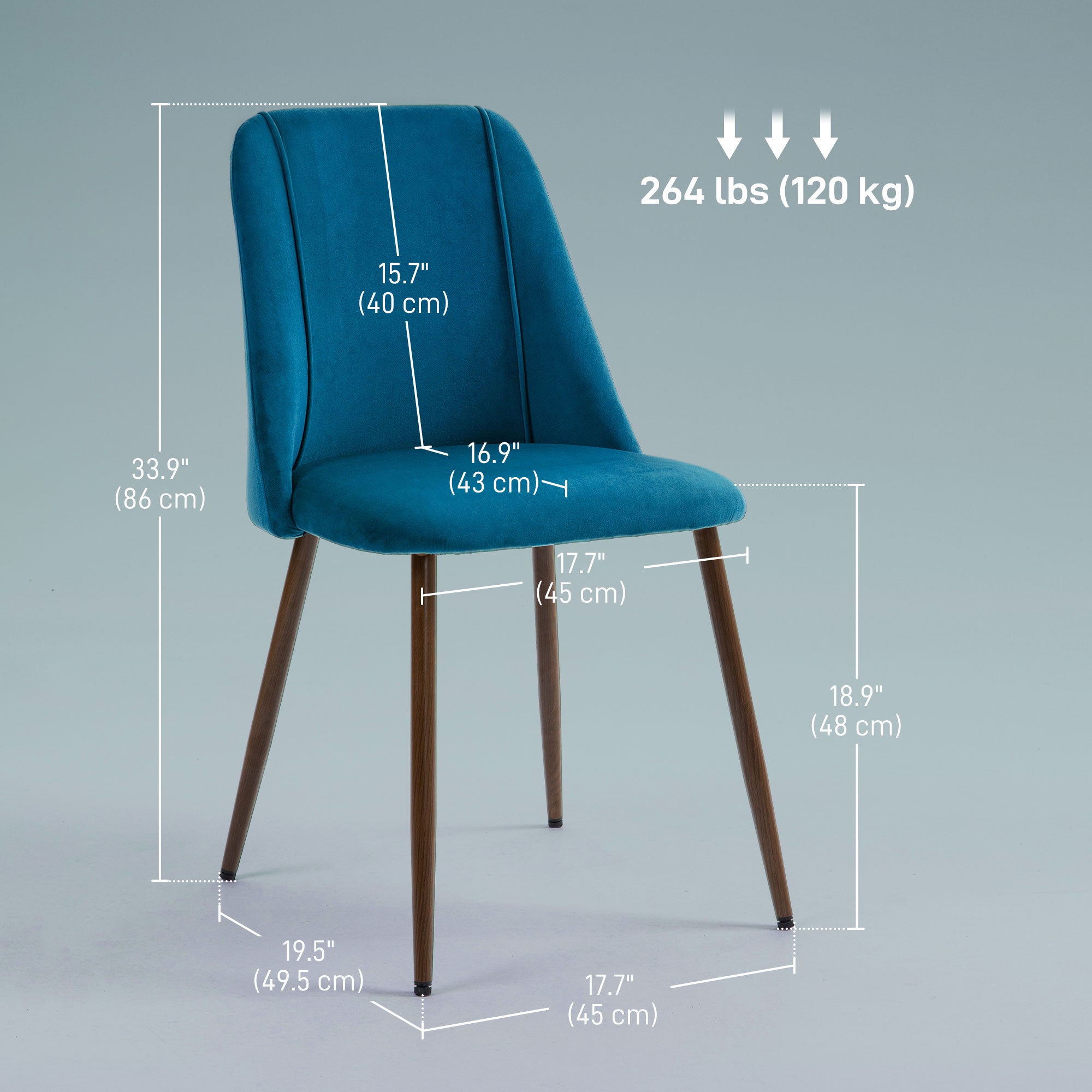 Upholstered Dining Chairs Set of 4 Dark Blue Velvet-DECOROLALA