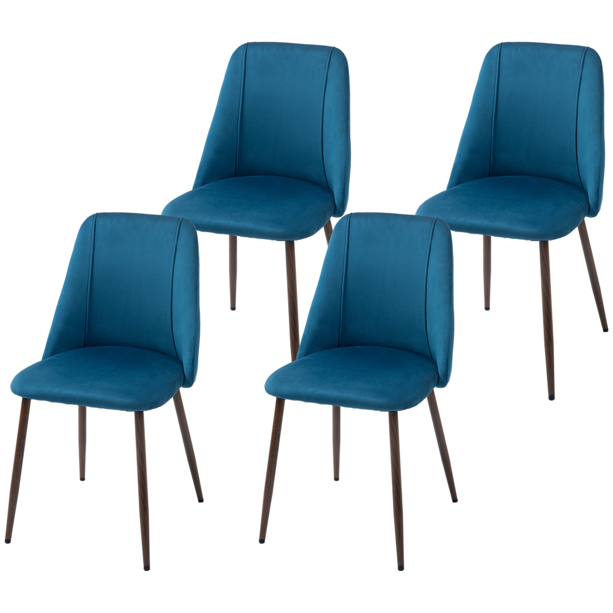 Upholstered Dining Chairs Set of 4 Dark Blue Velvet-DECOROLALA