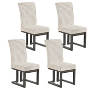 Upholstered Dining Chairs Set of 4 with Rubber Wood Legs and Padded Seat for Dining Room-Beige-Dining Chairs-DECOROLALA