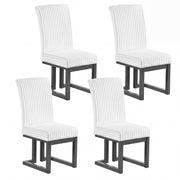 Upholstered Dining Chairs Set of 4 with Rubber Wood Legs and Padded Seat for Dining Room-White-Dining Chairs-DECOROLALA
