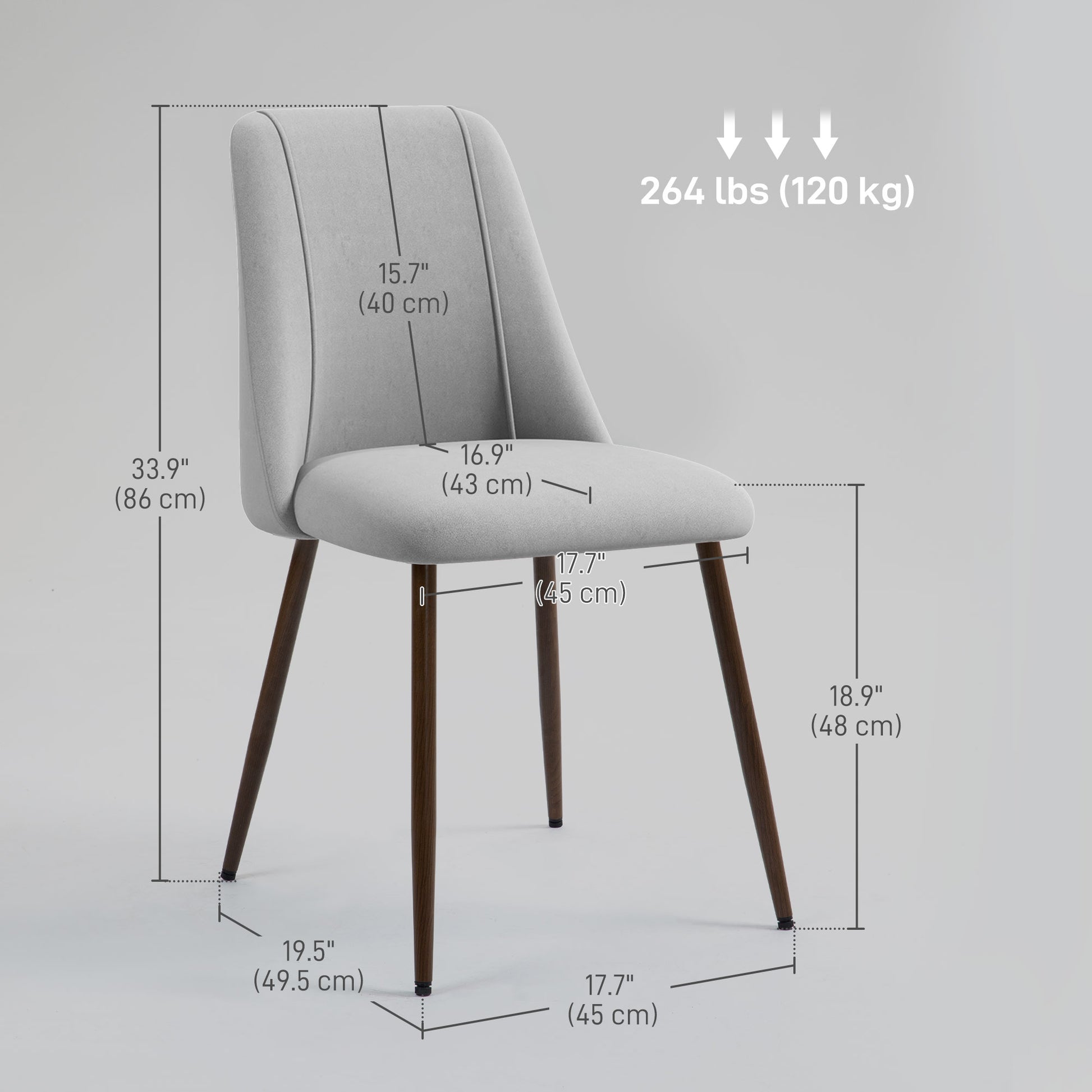Upholstered Dining Chairs Set of 6 Grey Velvet-DECOROLALA