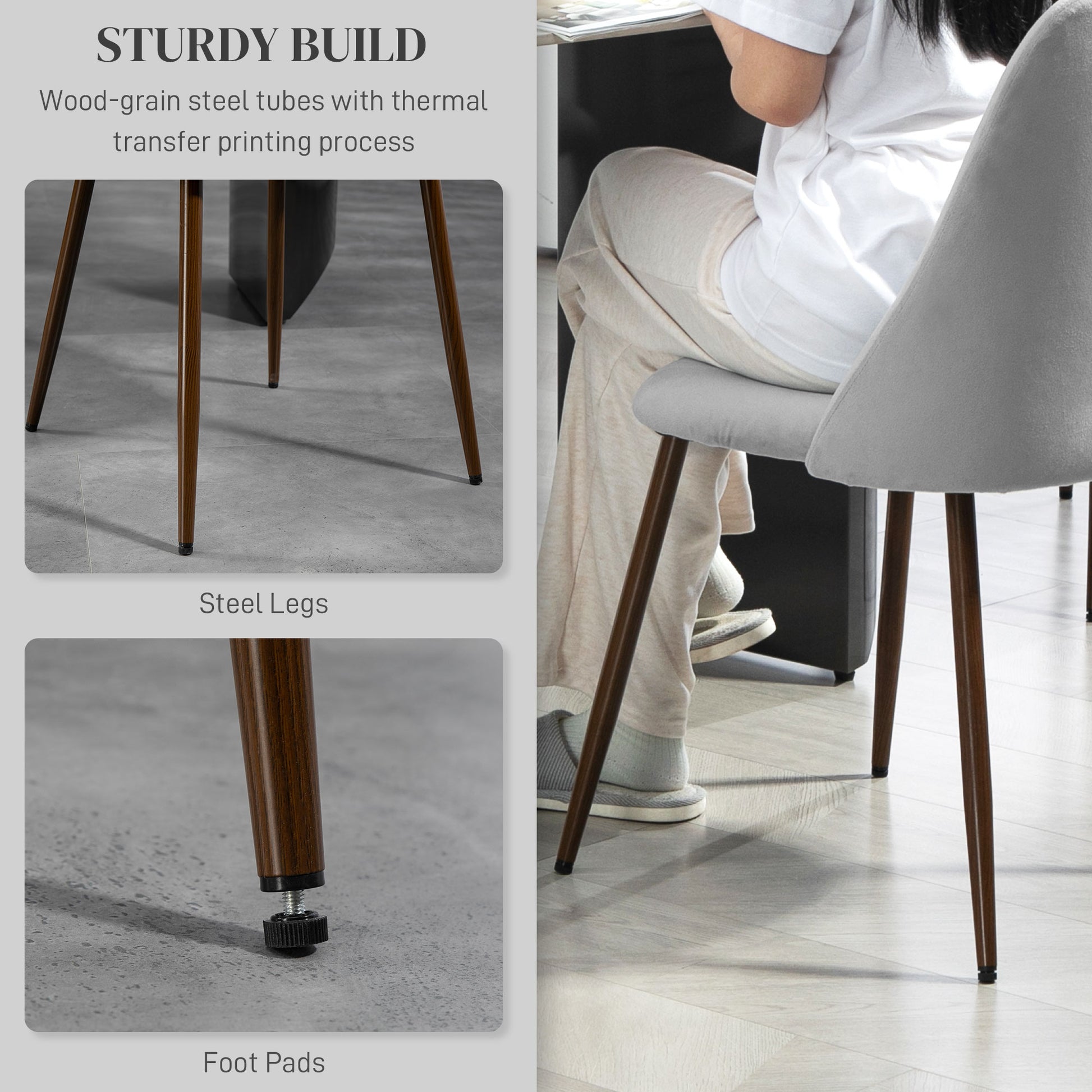 Upholstered Dining Chairs Set of 6 Grey Velvet-DECOROLALA