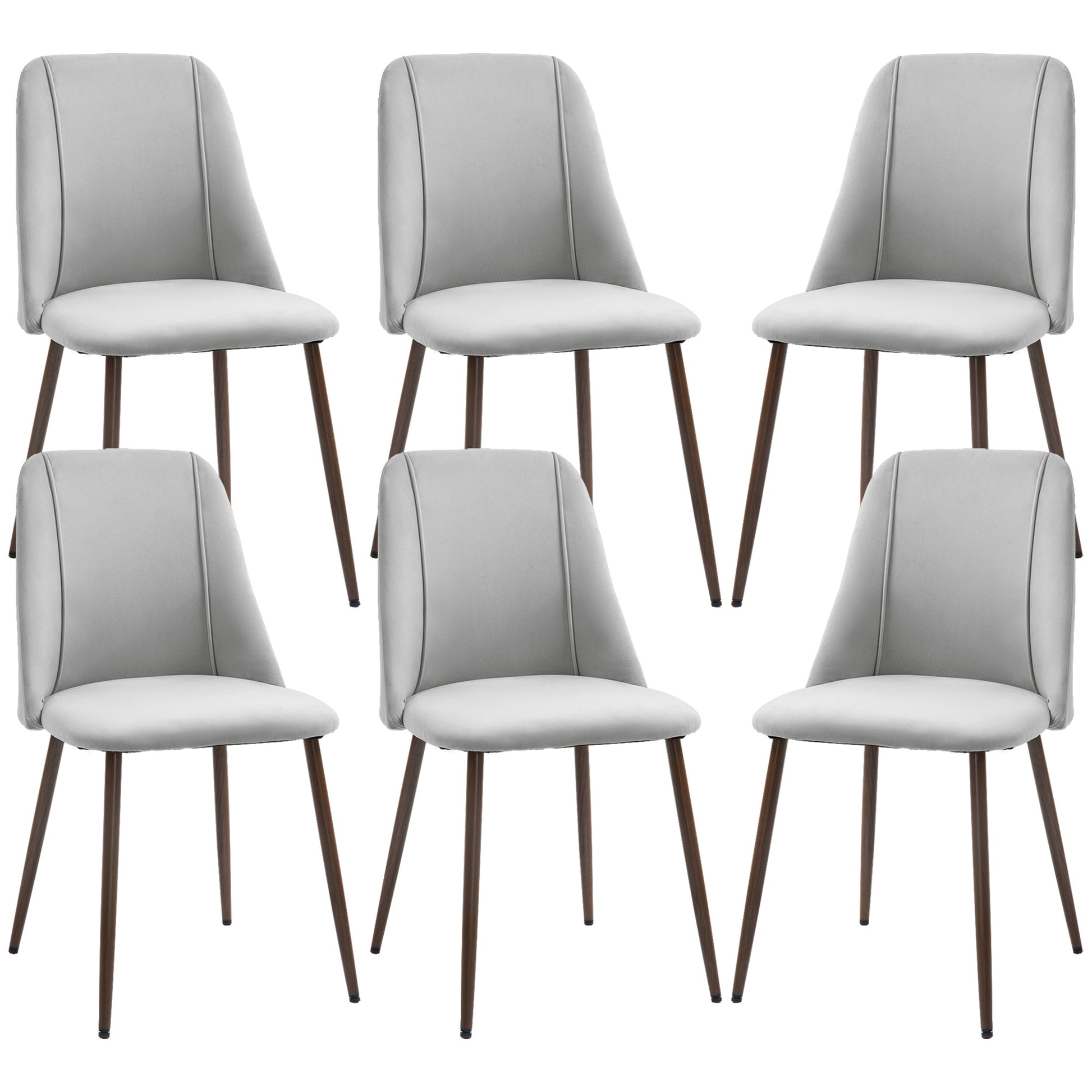 Upholstered Dining Chairs Set of 6 Grey Velvet-DECOROLALA