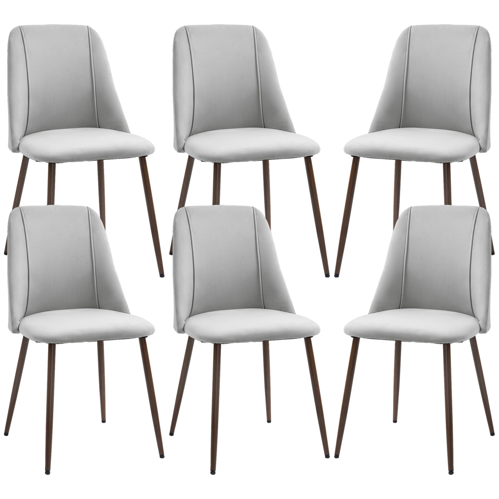 Upholstered Dining Chairs Set of 6 Grey Velvet-DECOROLALA