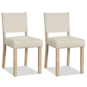 Upholstered Dining Chairs with Solid Rubber Wood Legs Set of 2-Beige-Dining Chairs-DECOROLALA