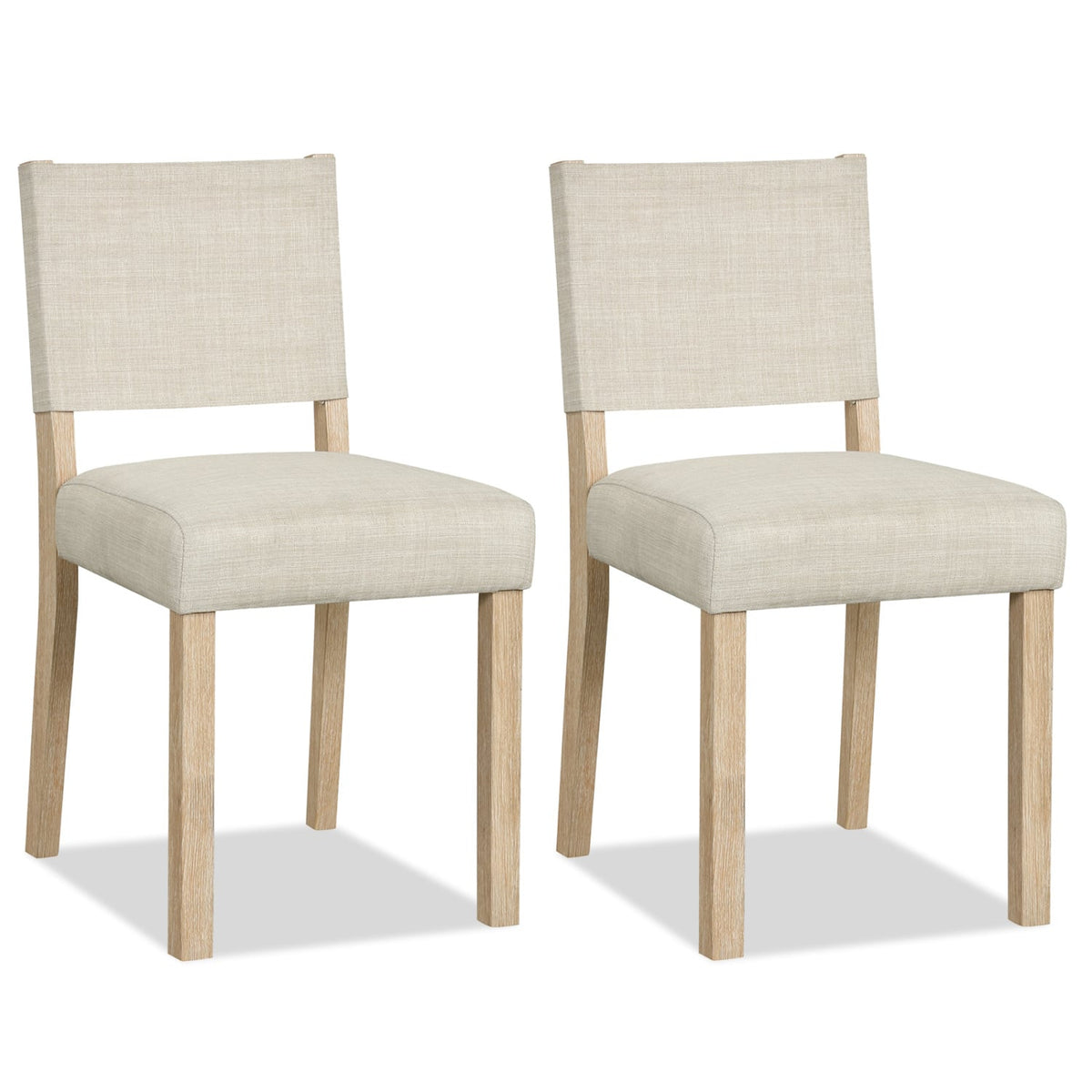 Upholstered Dining Chairs with Solid Rubber Wood Legs Set of 2-Beige-Dining Chairs-DECOROLALA