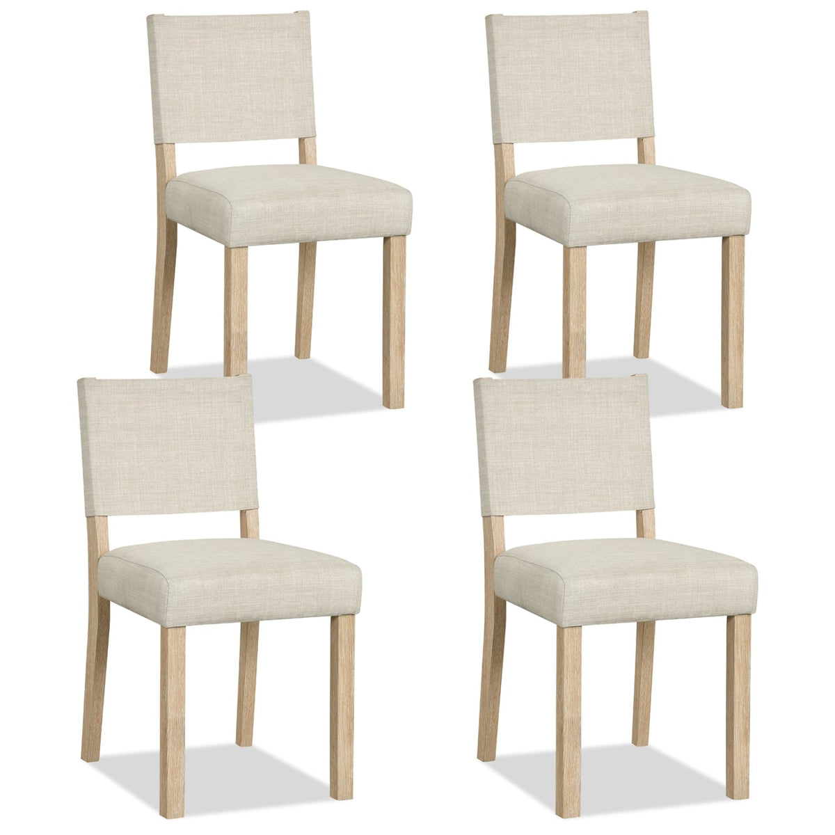 Upholstered Dining Chairs with Solid Rubber Wood Legs Set of 4-Beige-Dining Chairs-DECOROLALA