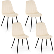 Upholstered Fabric Dining Chairs Set of 4 with Sturdy Metal Legs and Curved Backrest-Beige-Dining Chairs-DECOROLALA