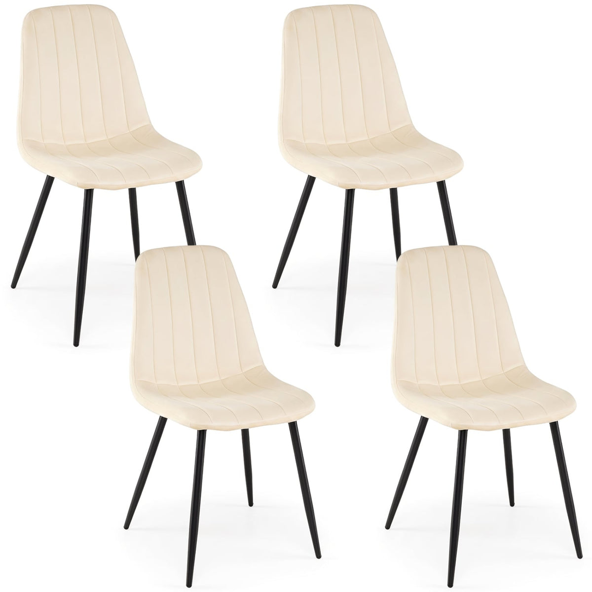 Upholstered Fabric Dining Chairs Set of 4 with Sturdy Metal Legs and Curved Backrest-Beige-Dining Chairs-DECOROLALA