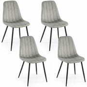 Upholstered Fabric Dining Chairs Set of 4 with Sturdy Metal Legs and Curved Backrest-Gray-Dining Chairs-DECOROLALA