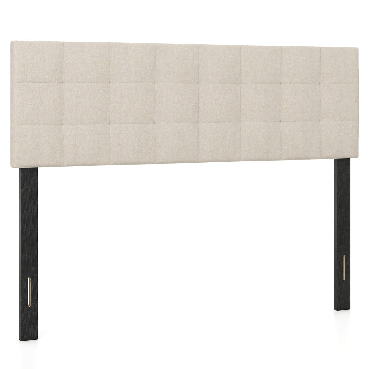 Upholstered Headboard - Queen/Full Size Grid Quilted Linen Fabric-Headboards-DECOROLALA