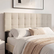 Upholstered Headboard - Queen/Full Size Grid Quilted Linen Fabric-Headboards-DECOROLALA