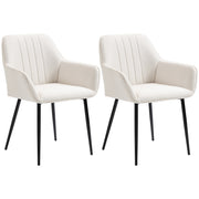 Upholstered Linen Dining Chairs Set, Beige, Metal Legs, 2-Pack-DECOROLALA