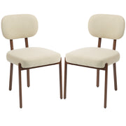 Upholstered Linen Fabric Kitchen Chairs, Modern Dining Chairs Set of 2 with Metal Legs, Beige-Home Furnishings > Kitchen & Dining Furniture > Dining Chairs-DECOROLALA