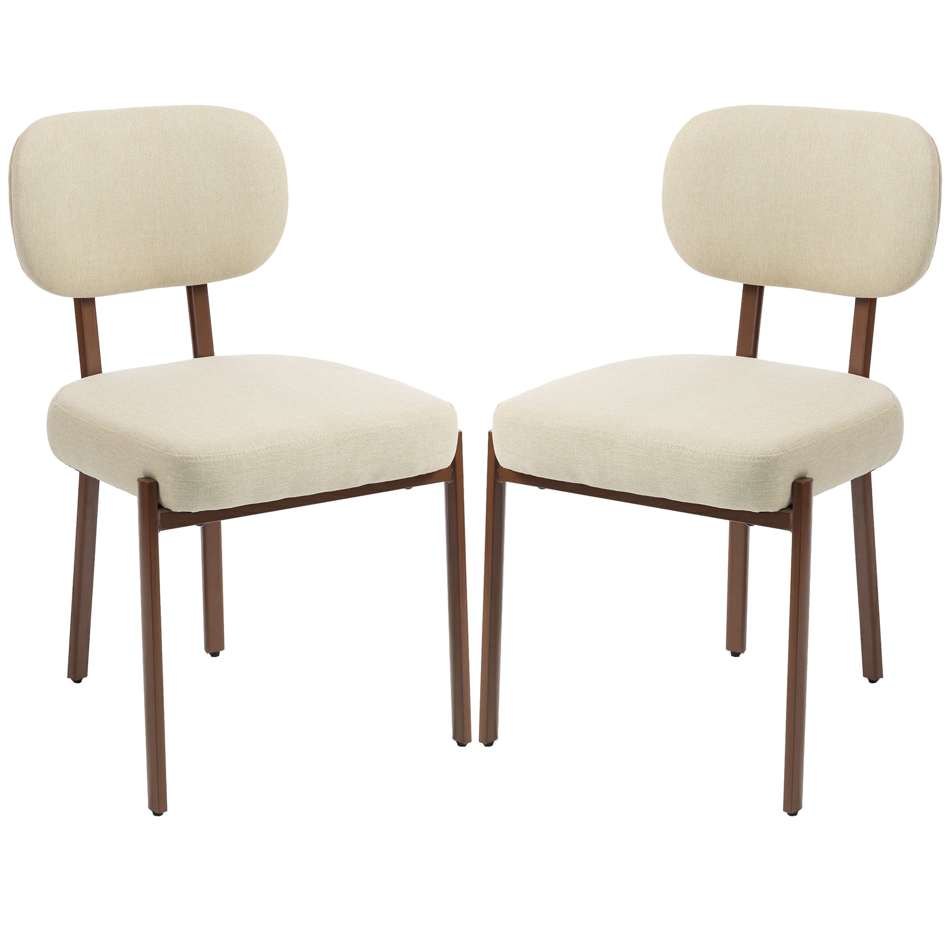 Upholstered Linen Fabric Kitchen Chairs, Modern Dining Chairs Set of 2 with Metal Legs, Beige-Home Furnishings > Kitchen & Dining Furniture > Dining Chairs-DECOROLALA
