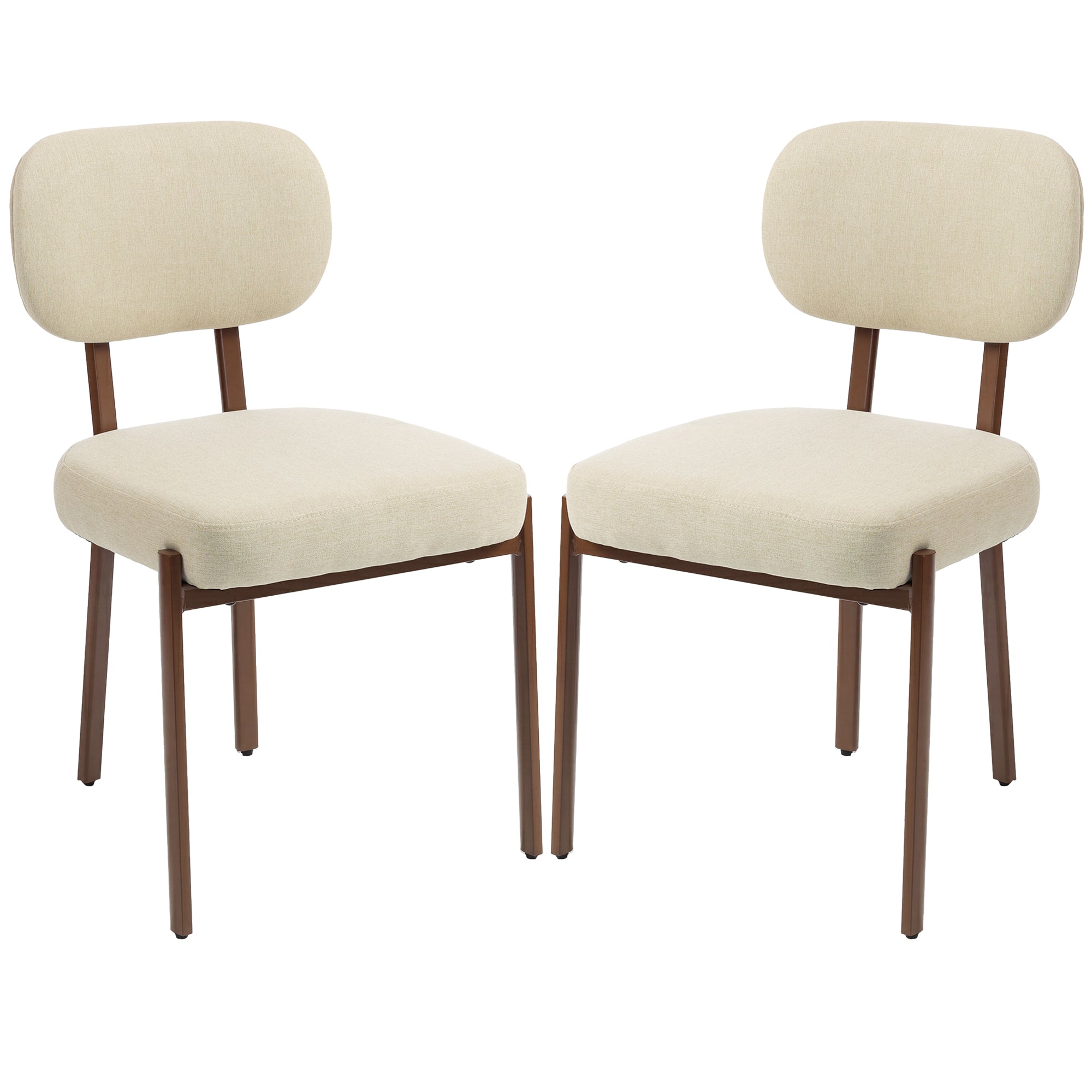 Upholstered Linen Fabric Kitchen Chairs, Modern Dining Chairs Set of 2 with Metal Legs, Beige-Home Furnishings > Kitchen & Dining Furniture > Dining Chairs-DECOROLALA