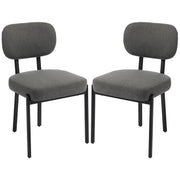 Upholstered Linen Fabric Kitchen Chairs, Modern Dining Chairs Set of 2 with Metal Legs, Grey-Home Furnishings > Kitchen & Dining Furniture > Dining Chairs-DECOROLALA